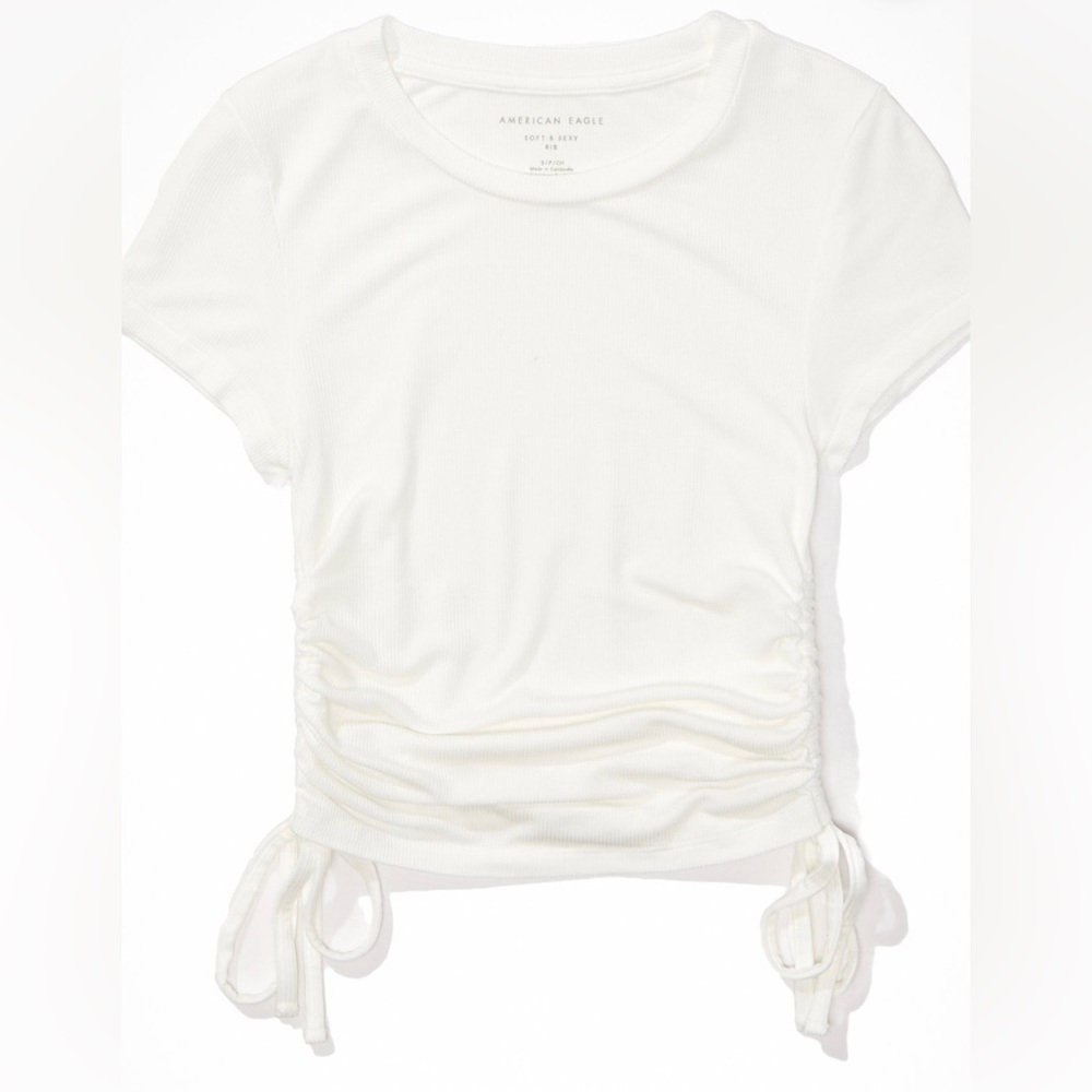 AE, XS, Soft & Sexy Cinch Tee, White, Short Sleeve, NWT